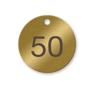 1-1/2 inch Numbered Solid Brass Valve Tags - Pack of 25 (26-50)