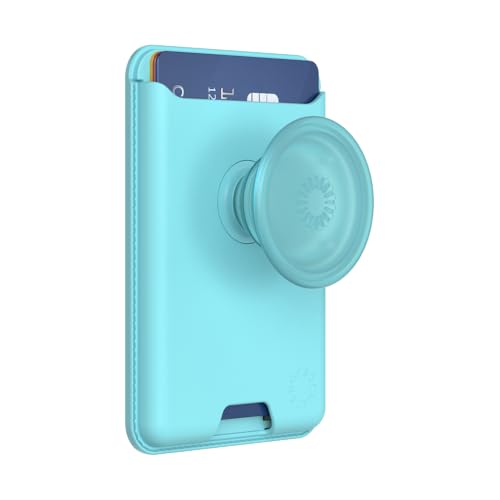 Image of PopSockets Phone Wallet for MagSafe, Phone Card Holder with Grip, Light Blue - Butterfly Pea Blue