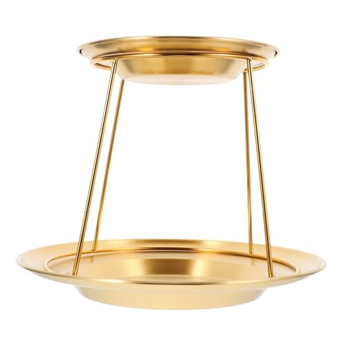 PRETYZOOM 2 Tier Seafood Display Stand Oyster Platter Steak Plates Pizza Pan Salad Plates Stainless Steel Serving Trays