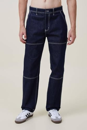Image of KOTTY Men's Striped Black Velvet Button Regular Fit Jeans