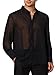 COOLOYA Men's Mesh Sheer See Through Long Sleeve Rave Disco Outfit Collar Button Front Party Shirt Tops Solid Black M