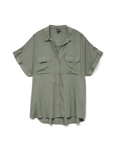 Vero Moda Vmbumpy S/S Shirt WVN GA Noos Chemisier à Manches Courtes pour Femme, Vert, L