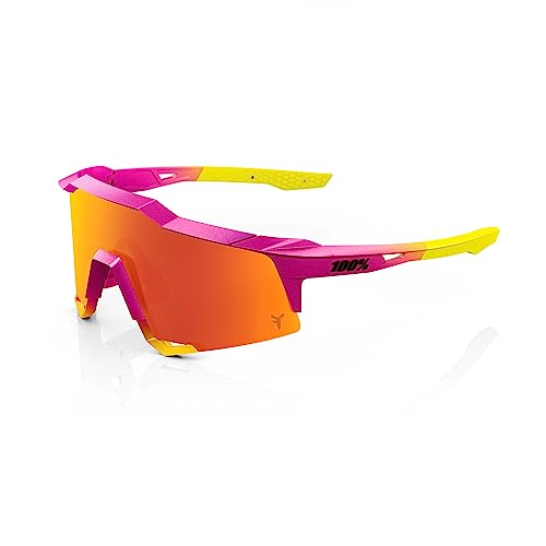 100% SPEEDCRAFT Sport Performance Cycling Sunglasses (Fernando Tatis JR SE Pink/Yellow - HiPER Red Multilayer Mirror Lens)