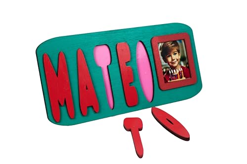 KEKA POP- PUZZLE DE MADERA HECHO A MANO CON MARCO DE FOTO, REGÁLO ORIGINAL Y ÚNICO PARA BEBES Y NIÑOS,DECORACIÓN INFANTIL CON NOMBRE Y FOTO, JUGUETE EDUCATIVO MONTESSORI