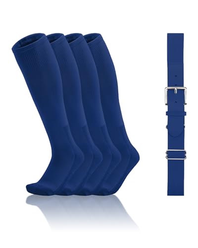 QBK Toddler Baseball Socks And Belt Youth Softball Tee Ball Combo Set for Boy Girl (2 Pairs of Socks & 1 Belt)