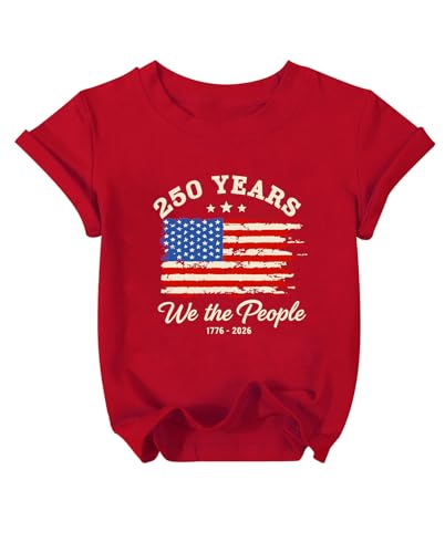 Image of AMWIPE Boys Girls USA Shirt Kids 250 Anniversary USA Shirts American Flag Tshirt 4th of July Outfits Cute Patriotic Top 6-14y