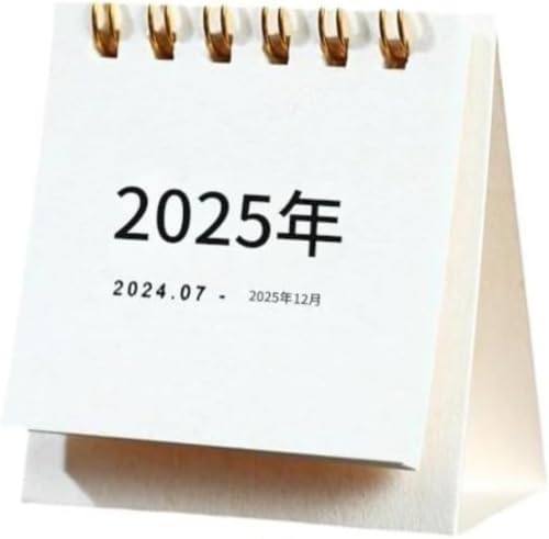 GEBYUI 小型卓上カレンダー|かわいいデイリープランナー付き|スパイラル製本シンプルデザイン|時間管理に最適なカレンダーブック|デスクデコレーション兼用の実用小物