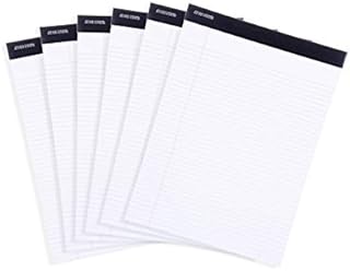 Mintra Office Legal Pads - ((BASIC WHITE 6pk, 8.5in x 11in, NARROW RULED)) - 50 Sheets per Notepad, Micro perforated Writing Pad, Notebook Paper for School, College, Office, Business