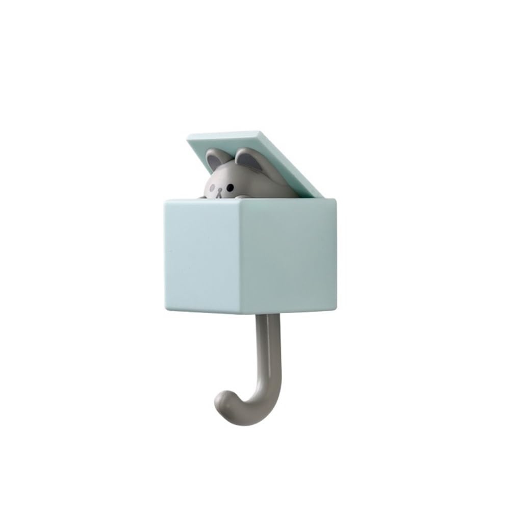 Lopheco 3/6 Pcs Cute Cartoon Animal Wall Hooks, Self Adhesive Hangers, Creative Decor for Home Bedroom Dorm(Light Blue Mouse 3pcs)