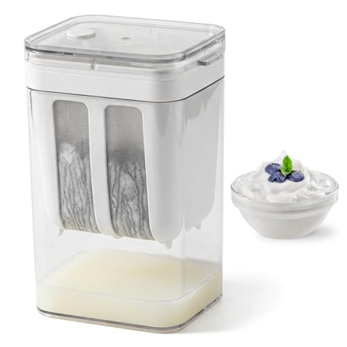 Colino per yogurt greco con coperchio 1100 ml Colino da cucina multifunzionale con filtro a maglia fine per yogurt denso, formaggio, latte di noci, succo di frutta
