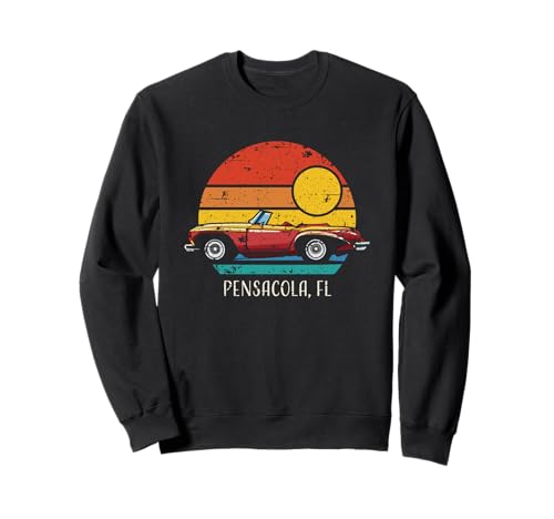 Pensacola FL - Coche deportivo retro con diseño desgastado Sudadera