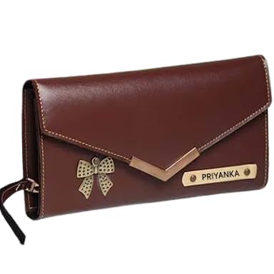 custom Women's Personalized Leather Wallet with Name & Charm I Customized 3-Fold Ladies Clutch I Stylish Purse Gift for Girlfriend Wife Mother Sister Birthday Anniversary - Brown-picture-13