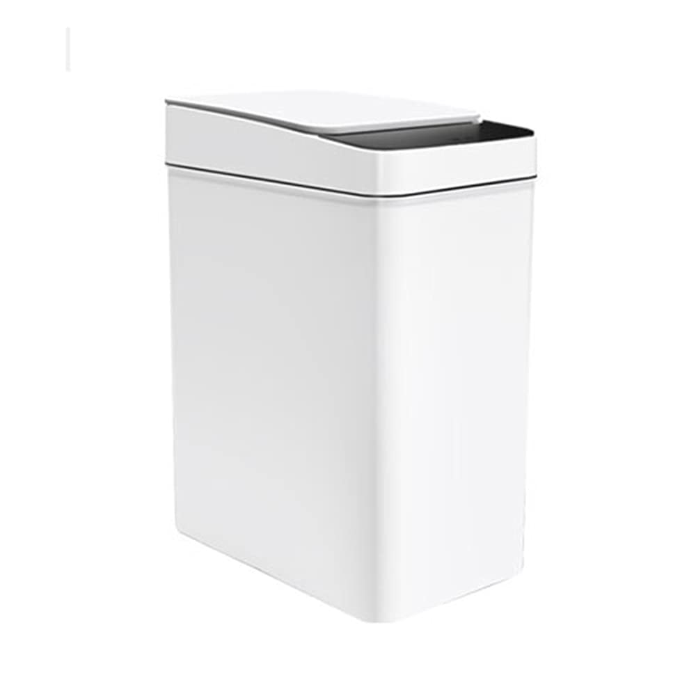 Smart Sensor Trash Can, Household with Cover 12L Sealed and Waterproof Design Mute Opening and Closing Narrow Paper Basket(White)