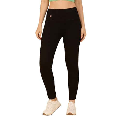 Image of 4FLIES Women's High Waist Slim Fit Jeggings | Super Combed Denim Stretch Ankle-Length Pants with Wide Waistband | Comfortable, Breathable Denim Look Leggings for Casual, & Office Wear