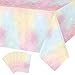 Tiamon Pastel Rainbow Tablecloths Unicorn Table Cloth Birthday Party Decorations Plastic Disposable Rainbow Tie Dye Table Covers for Girls Rainbow Unicorn Party Supplies, 54 x 108 Inch (6 Pieces)