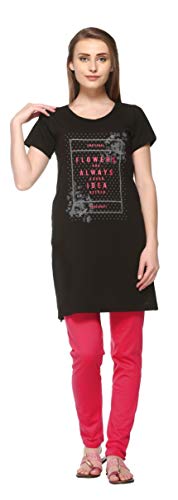 Image of In Love Women's Printed Cotton Plus Size Longline T-Shirt Half Sleeve with Pockets Pack of 2