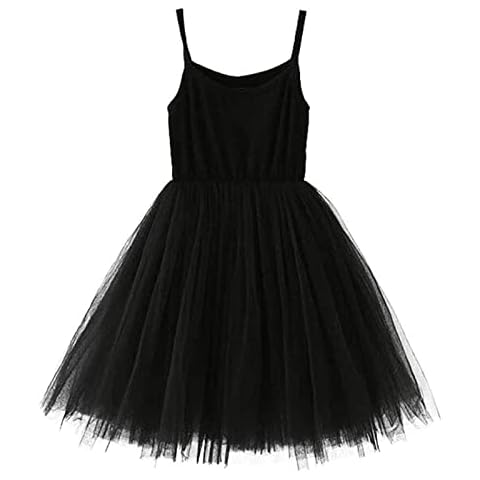 Toddler Baby Girls Tutu Party Dress for Kids Princess Sleeveless Tulle Dresses Infant Photoshoot Size 12M-6T(Tutu Black, 3-4T) Cover