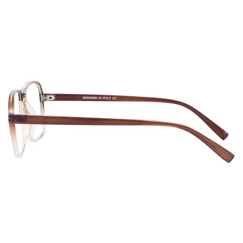 Image of Peter Jones Brown Square Unisex Medium Sleek Optical Frame with Anti Glare Lenses (AG216BR)