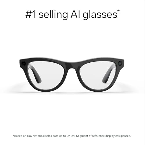 Image of Ray-Ban Meta (Gen 1), Skyler, Shiny Black | Smart AI Glasses for Men, Women. 12 MP Camera, Open-Ear Speakers for Audio, Video Recording and Bluetooth. Clear Lenses. Wearable Tech.