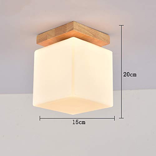 Lámpara de madera maciza E27 con diseño cuadrado moderno para iluminación interior 8