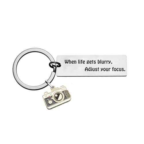 Nimteve Inspirational Gift For Photographers Photo Club Gift Encouragement Photography Gifts Photographer Keychain Camera Jewelry Keychain When Life Gets Blurry Adjust Your Focus Keyring