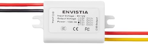 Envistia Miniature 12V to 5V Step Down DC to DC Voltage Converter 3A 15W Waterproof Power Supply Module