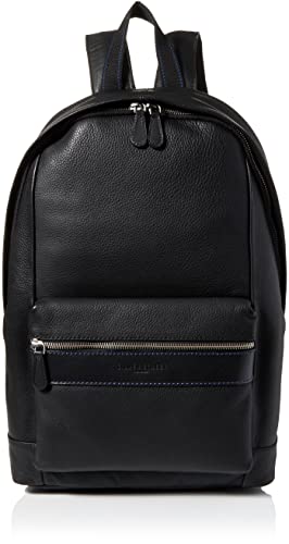 Silver Street London Men's Sergio Classic Genuine Leather 14 inch Laptop Backpack, Business Travel Backpack Casual Daypack Large Capacity, Black