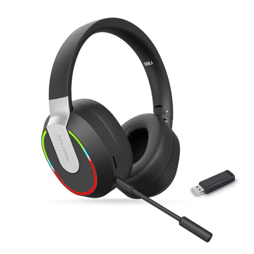 KissDate 2.4Ghz Wireless Gaming Headset, Bluetooth 5.1 Surround Sound Gaming Headphones with Noise Canceling for PS5 PS4 PC