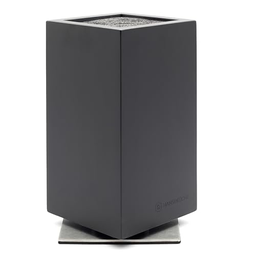 Hanseküche Messerblock - Messerhalter ohne Messer aus Holz Messerbrett (Kautschukholz, Rotierend)