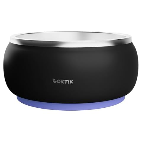 COKTIK Dog Bowl, Non-Slip Dog Bowls Large Breed, Insulated Stainless Steel Dog Bowls, Dog Food Water Bowl for Small Medium Large Dogs, Cats, Dishwasher Safe (128oz/1Gallon, Black) Cover