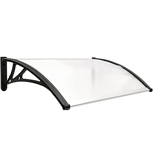 PrimeMatik - Tejadillo de protección 100x60cm Marquesina para Puertas y Ventanas Negro