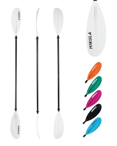 HIKULA Kayak Paddles Aluminum Shaft Paddle with Nylon Blades, Floating Adjustable Kayaking Oars, 3 Piece, 220-240cm/86-94 Inches,Black/Rose/Teal