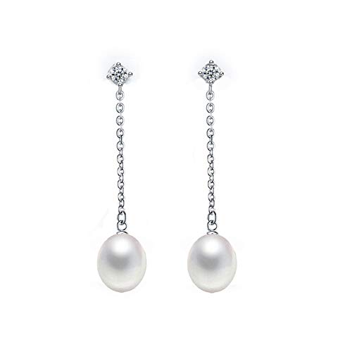 Boucles d'oreilles perles d'eau douce pendantes en argent 925