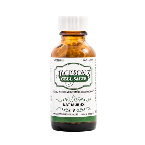 Jacksons #9 Cell Salt NAT Mur 6X (500 Pellet Bottle) Certified Vegan Lactose-Free Schuessler Tissue Salt Natrum Muriaticum 6X