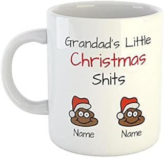 Grandad's Little Christmas Shits Personalised Names Mug | Rude Mugs | Funny Mugs | Novelty Mugs | Mugs for Grandad | Christmas Gifts for Grandad | Grandad Mugs | Xmas Mugs | Xmas Gifts