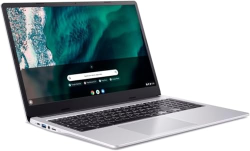 Image of New Chr.ome book Business and Student 315 Laptop 15.6 inch HD 4-Cores Pentiu.m N6000 Processor 4GB RAM LPDDR4X 128GB eMMC DTS Audio Webcam Numeric Keypad USB-C up to 10 Hours Long Battery Life Silver