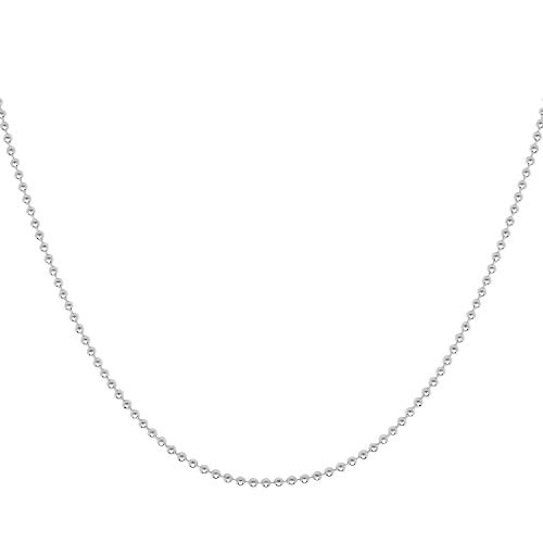 Verona Jewelers 925 Sterling Silver Italian 1.5MM, 2MM,3MM,4MM,5MM Silver Bead Ball Chain Necklace, Sterling Silver Bead Necklace, Italian Bead Necklace, Solid Dog Tag Chain Army Necklace