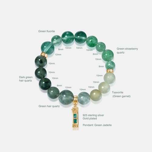 Image of Five Elements Solid 925 Sterling Silver 18K Gold /White Gold Vermeil Crystal Gemstone Beads Bracelet gift for women