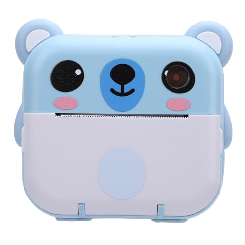 Instant Print Camera Kids, HD 1080P 2 Inch Screen, Grayscale Printing & Music for Birthday, Xmas Present (Blue)