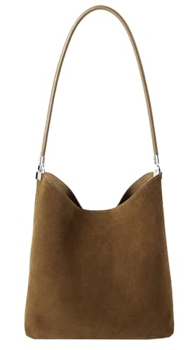 Women's Genuine Leather Bucket Shoulder Bag Vintage Shoulder Purse Crossbody Bag Daily Crossbody Purse Handbag