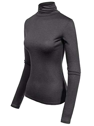 Image of MixMatchy Women's Slim Lightweight Long Sleeve Pullover Turtleneck Mock Shirts Base Layer Undershirts Active Tops