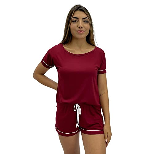 Conjunto de pijama Clássico,Lupo,feminino,Marsala ,G