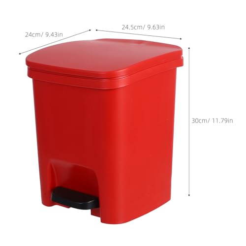 Caneca de basura roja con pedal y tapa para cocina 10L miniatura 2