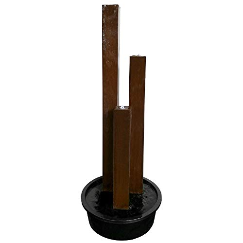 KÖHKO® Wasserspiel aus Cortenstahl mit LED-Beleuchtung „Brasilien“ 31001 Höhe 65-95-125 cm Gartenbrunnen