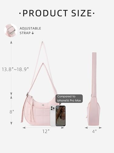 Sac à main matelassé en nylon imperméable avec sangle réglable confortable