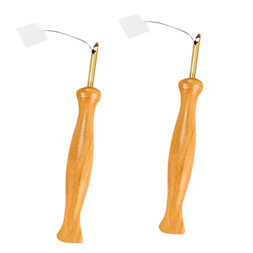 HOODANCOS 1Set Wooden Handle Punch Needle Set with Threaders Durable Sewing Tools for Weaving Felting and Embroidery Crafts Punch Needles Threaders for Projects