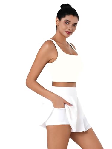 Image of Sunzel Square Neck Longline Sports Bra, Built-in Bra Crop Tank Top | Buttery Soft, Removable Pads, Light to Medium Support, Wide Straight Straps, Yoga, Pilates, Gym, Daily Wear