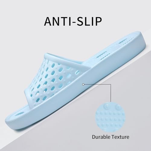 Image of Litfun Shower Shoes for Women Non-Slip Quick Dry Shower Slippers Lightweight Pool Sandals with Drain Holes for College Dorm, Beach, Bathroom & Gym