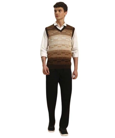 Muskan Knitwear Men V-Neck Sweater, Classic Knitted Pullover-picture-23