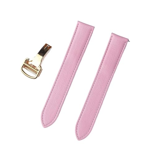 Bracelet de montre en cuir véritable chic pour Tank London avec boucle or rose
